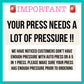 a sign that says your press needs a lot of pressure