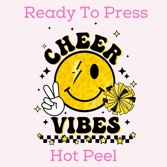 Yellow Cheer Vibes DTF TRANSFER or UV DTF STICKER