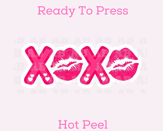XOXO Lips And White Outline Valentine's Day DTF TRANSFER or UV DTF STICKER