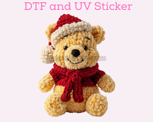 Magical Bear Christmas DTF TRANSFER or UV DTF STICKER