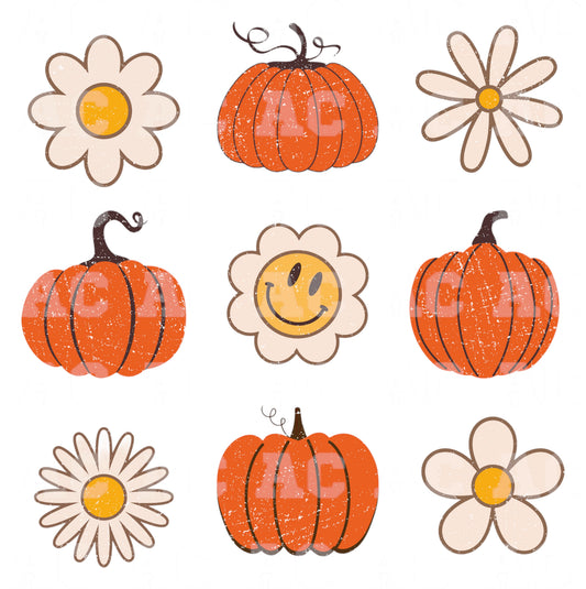 Retro Pumpkins DTF TRANSFER or UV DTF STICKER DECAL