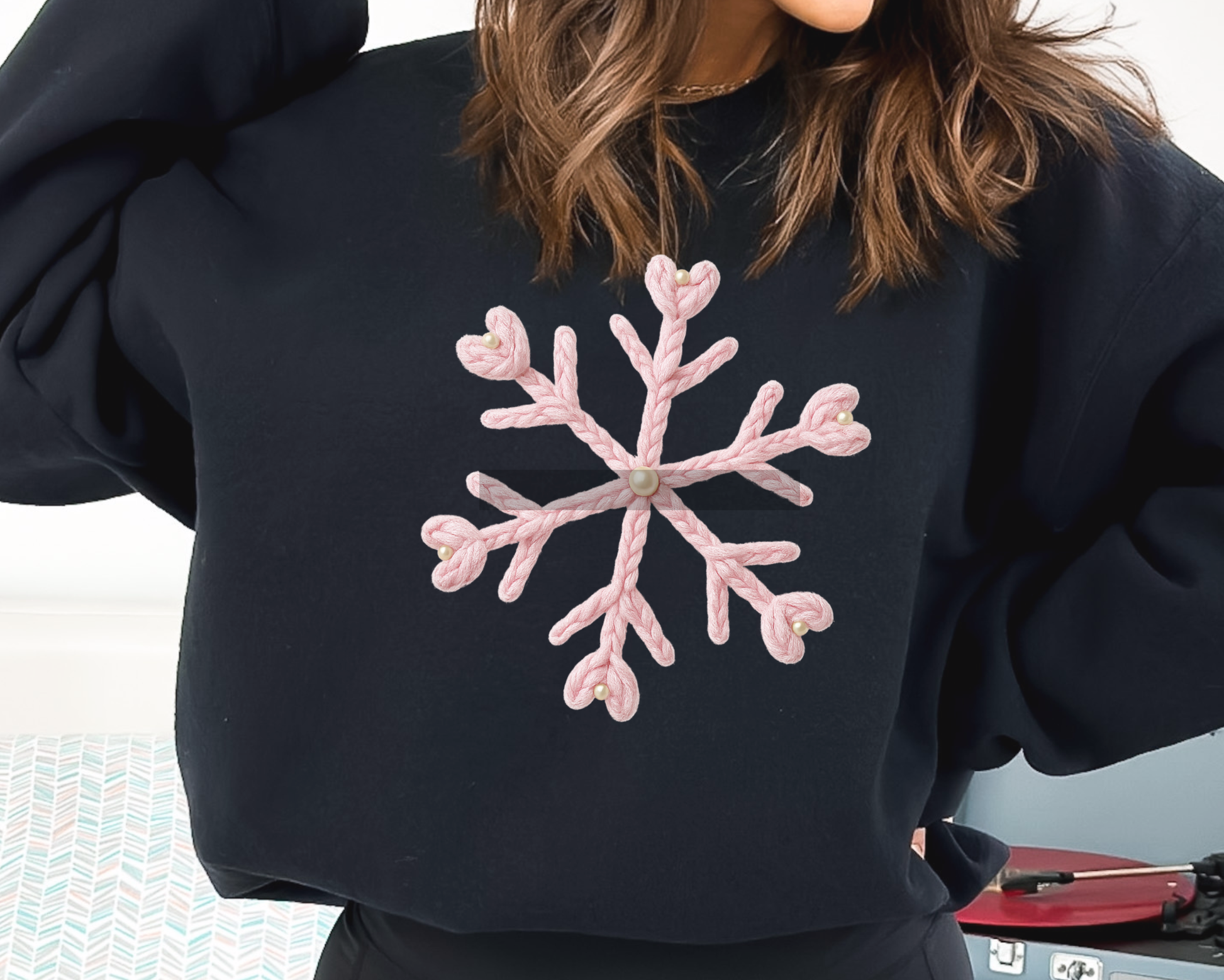 Faux Yarn Snowflake Christmas DTF TRANSFER