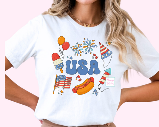 USA Collage Patriotic DTF TRANSFER or UV DTF STICKER 4th of July