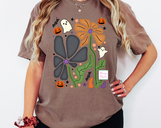 Abstract Floral Halloween DTF TRANSFER or UV DTF STICKER DECAL