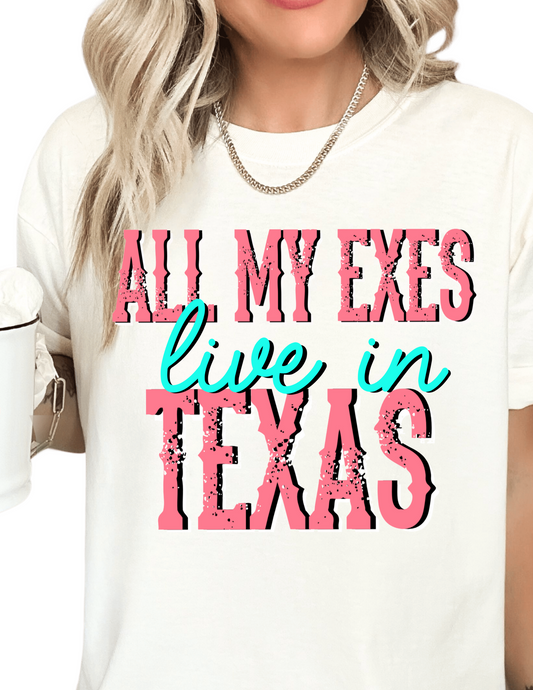 All My Exes Live in Texas DTF TRANSFER or UV DTF STICKER