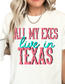 All My Exes Live in Texas DTF TRANSFER or UV DTF STICKER