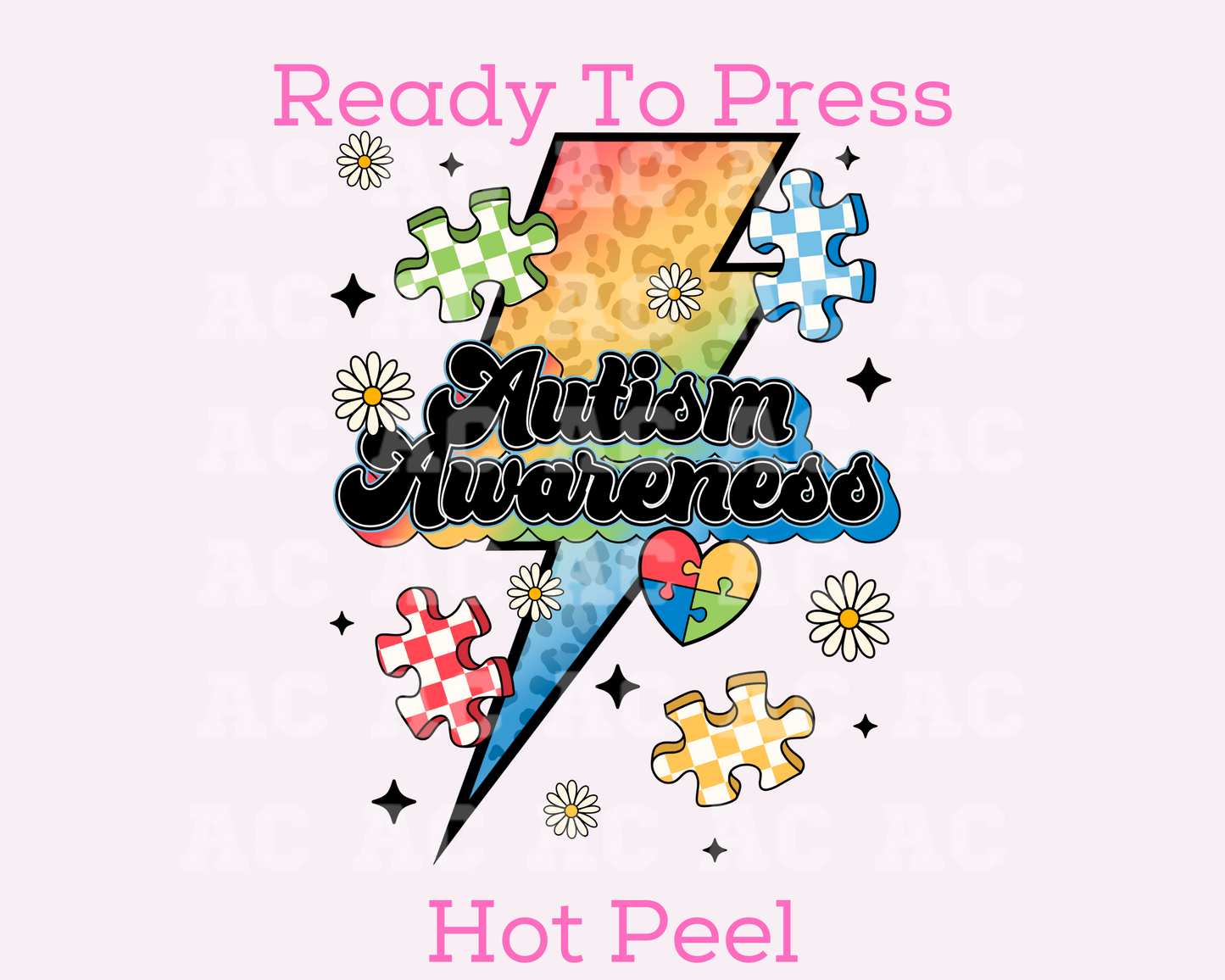Autism Lightning DTF TRANSFER or Uv Dtf Sticker