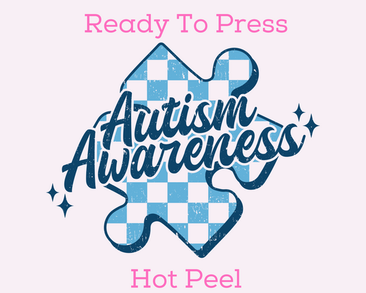 Checkered Autism Awareness DTF TRANSFER or UV DTF STICKER DECAL
