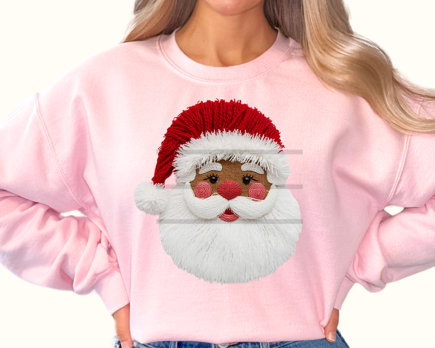 Faux Yarn Black Santa Christmas DTF TRANSFER