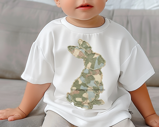 Camo Boy Bunny Easter DTF TRANSFER or UV DTF STICKER