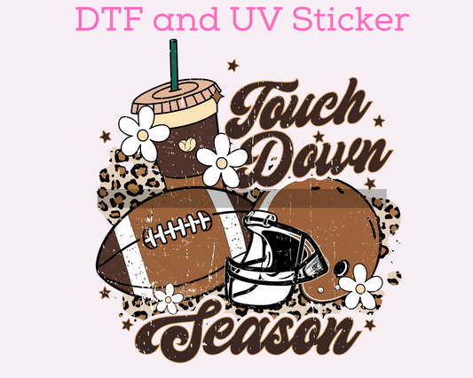 Touchdown Season Football and Coffee Daisy Leopard DTF TRANSFER