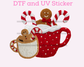 Faux Yarn Gingerbread Mug Christmas DTF TRANSFER