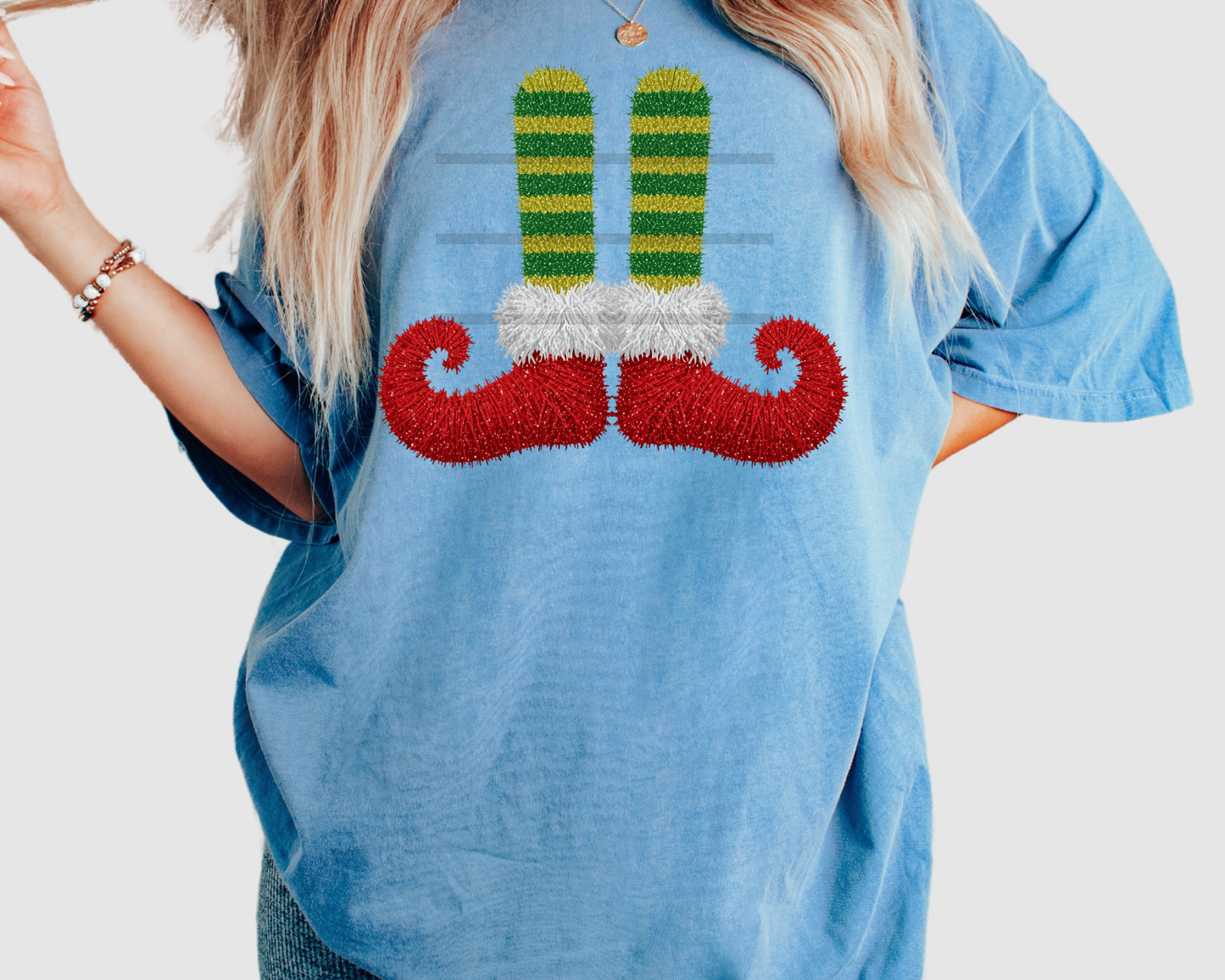 Faux Yarn Elf Shoes Christmas DTF TRANSFER