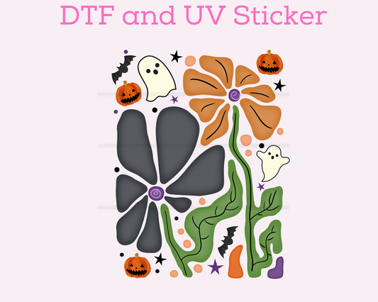 Abstract Floral Halloween DTF TRANSFER or UV DTF STICKER DECAL