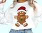 Faux Yarn Gingerbread with Santa Hat Christmas DTF TRANSFER