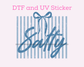 Salty with Bow and Stripes Blue DTF TRANSFER or UV DTF STICKER