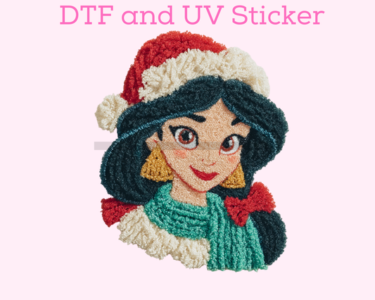 Magical Faux Yarn Princess Christmas DTF TRANSFER or UV DTF STICKER