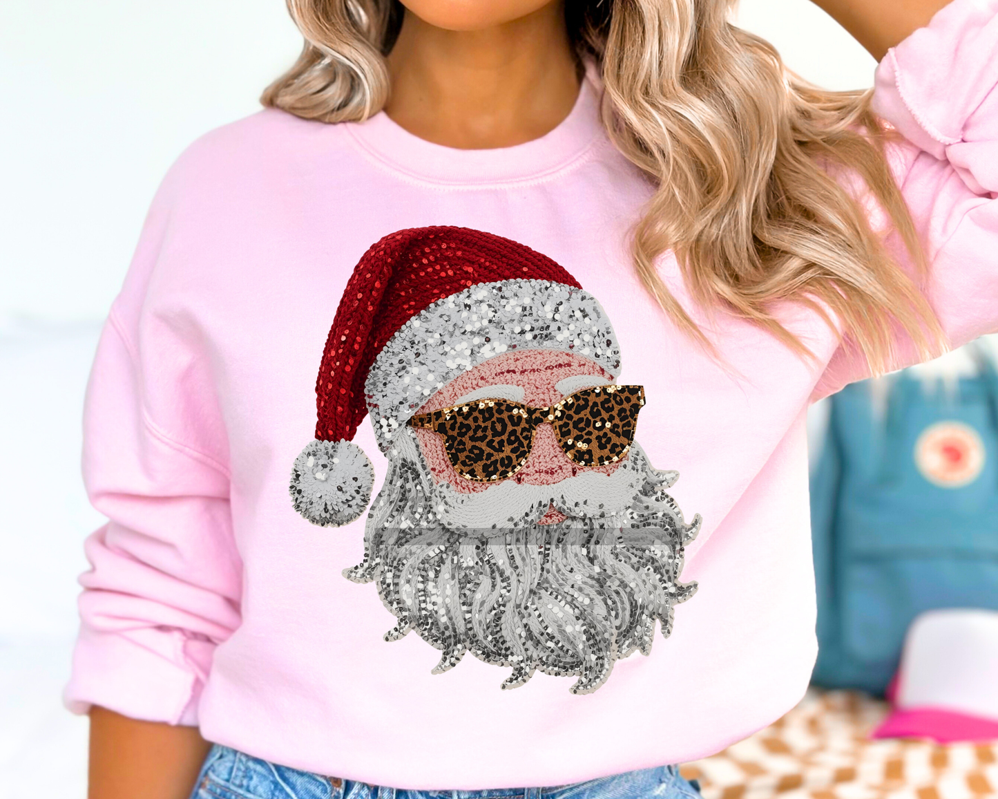 Leopard Glasses Santa Christmas DTF TRANSFER or UV DTF STICKER