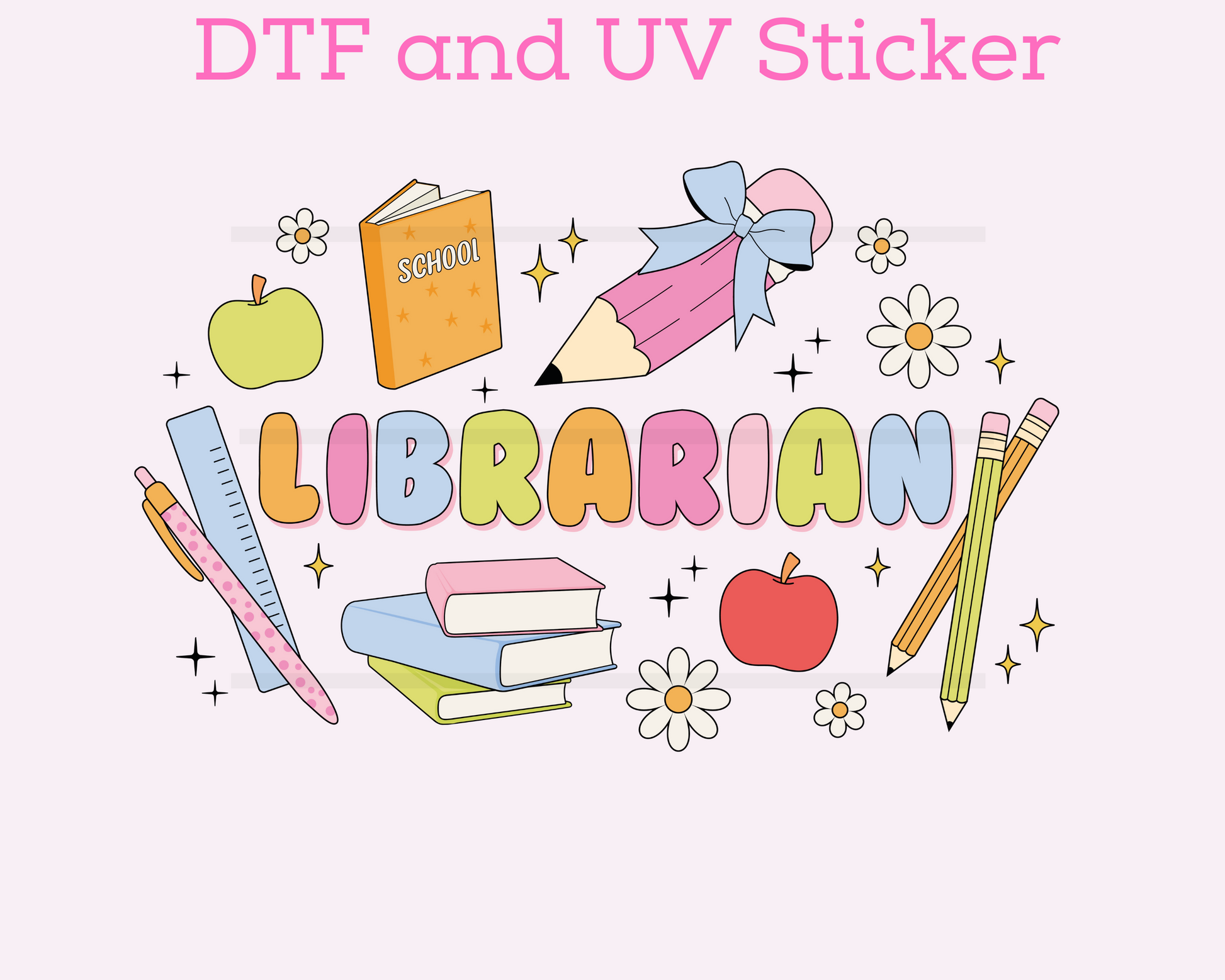 Librarian DTF TRANSFER or UV DTF STICKER DECAL