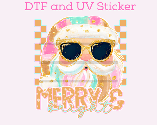 Merry and Bright Christmas DTF TRANSFER