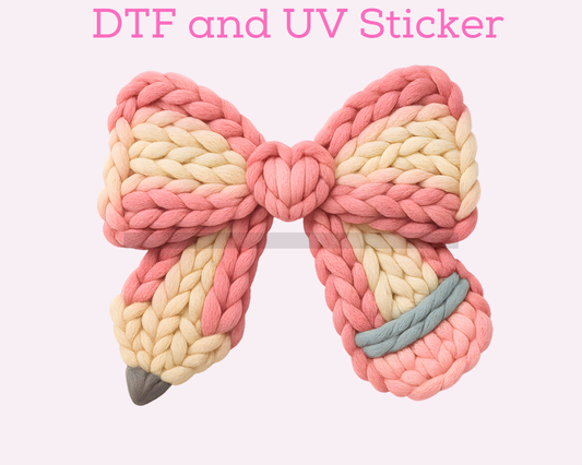Teaching Faux Yarn Pencil Bow Valentines Day Love DTF TRANSFER
