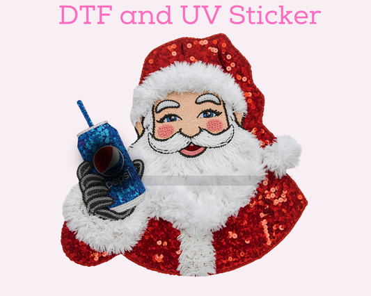Blue Can Soda Santa Christmas DTF TRANSFER