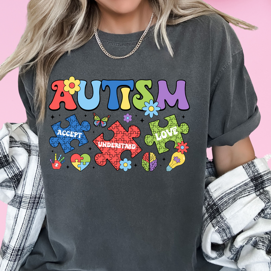 Accept Understand Love Autism Awareness DTF TRANSFER or UV DTF STICKER DECAL