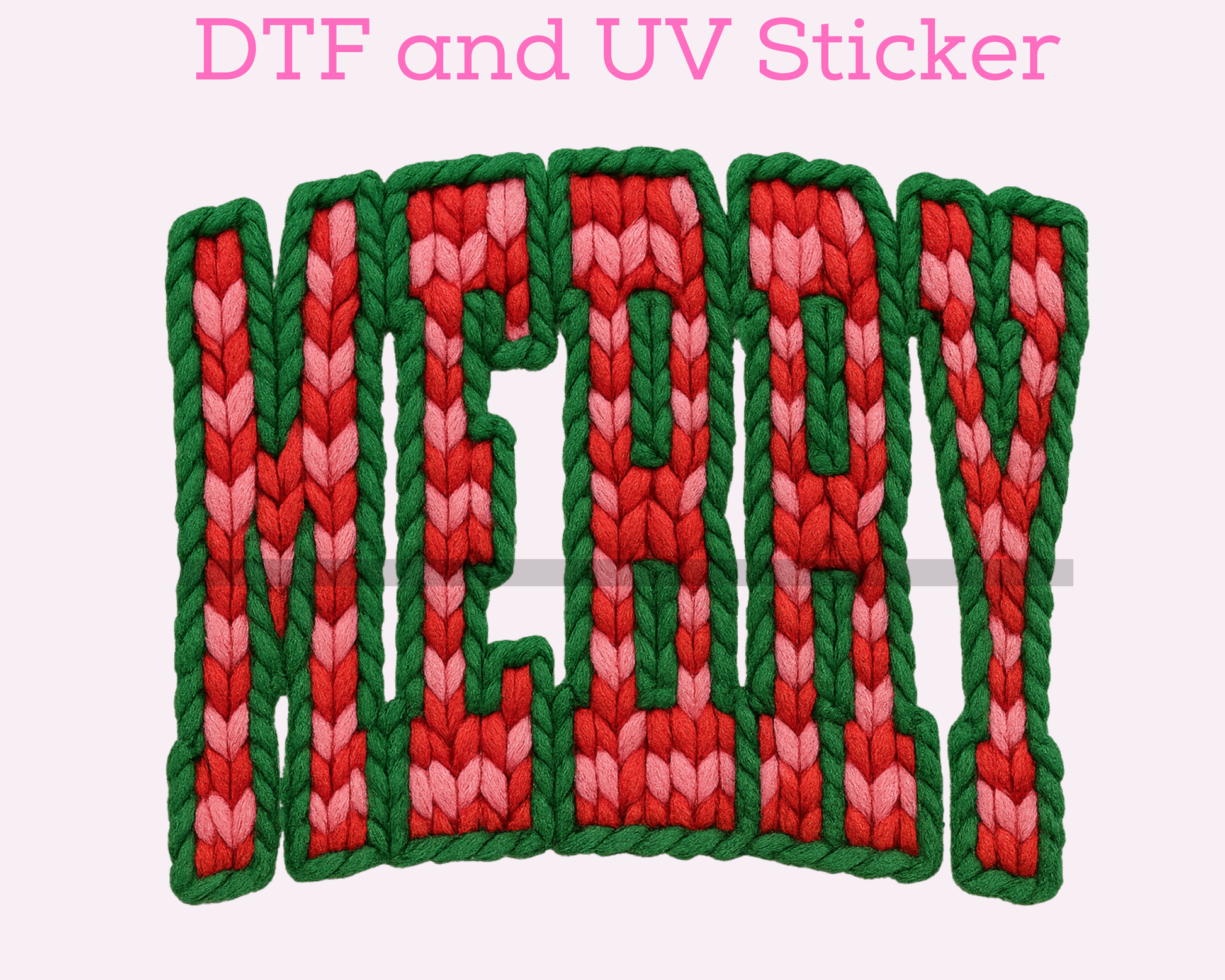 Merry Red Faux Yarn Christmas DTF TRANSFER
