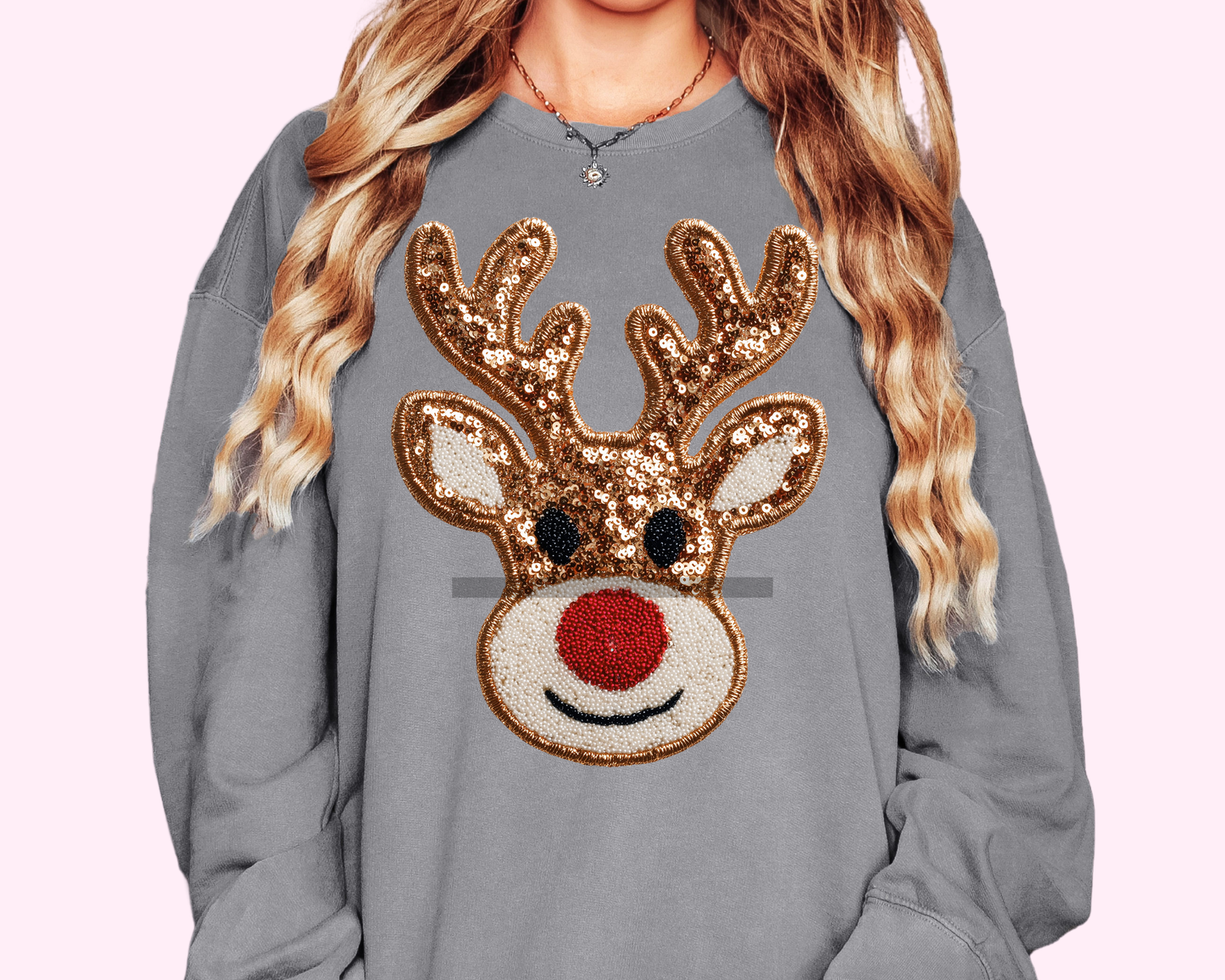 Rudolph The Red Nose Reindeer Faux Sequins DTF TRANSFER