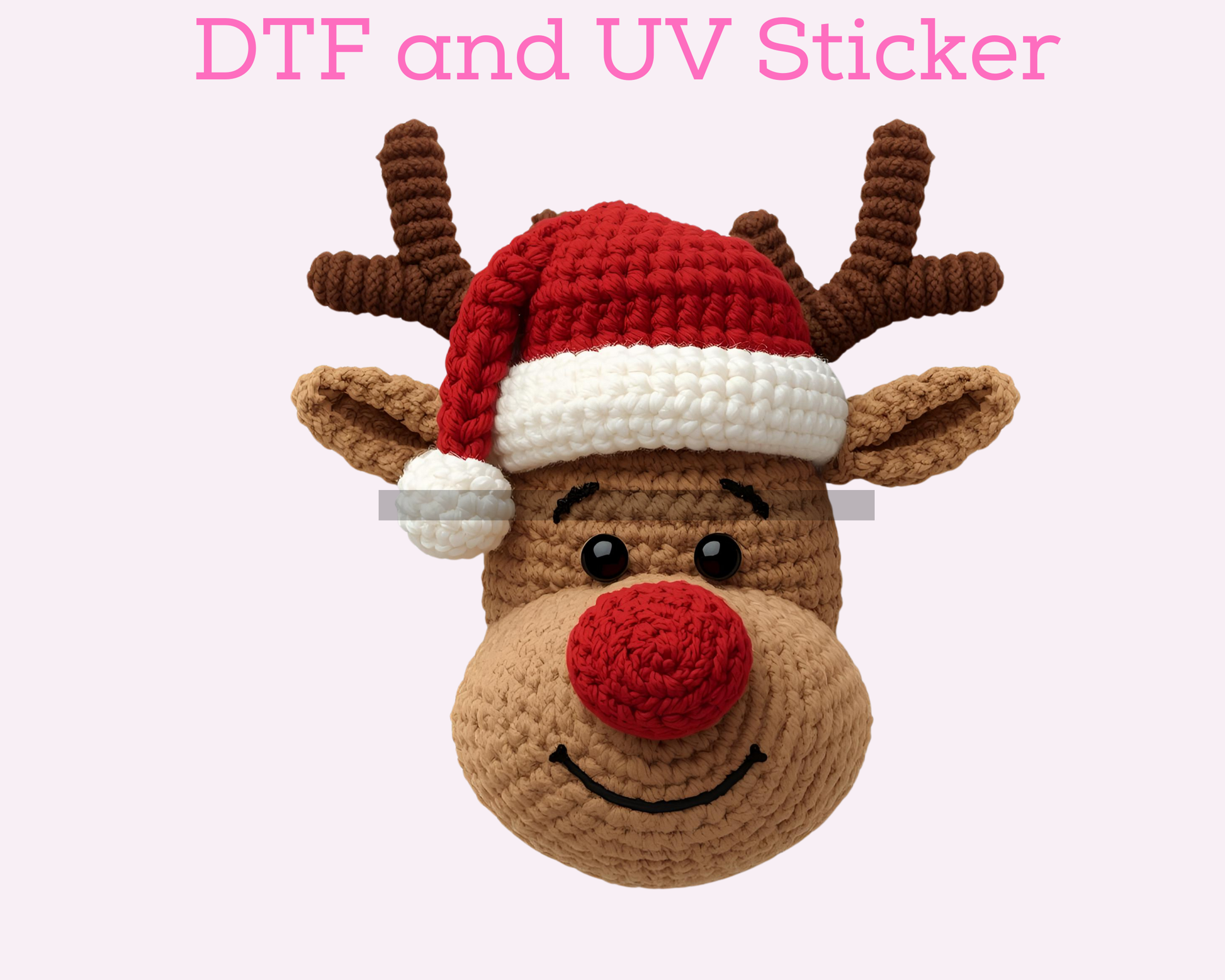 Faux Yarn Rudolph the Red Nose Reindeer with Christmas DTF TRANSFER