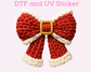 Faux Yarn Santa Bow Christmas DTF TRANSFER or UV DTF STICKER DECAL