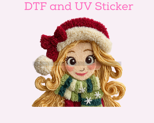 Magical Faux Yarn Princess Christmas DTF TRANSFER or UV DTF STICKER