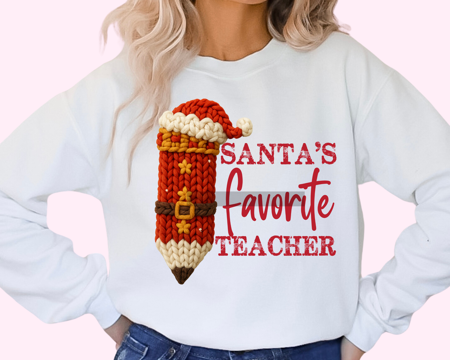 Santa's Favorite Teacher Christmas DTF TRANSFER or UV DTF STICKER