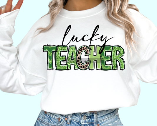 One lucky Teacher St. Patrick's Day DTF TRANSFER or UV DTF STICKER
