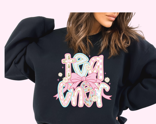 Teacher Pink Blue Floral DTF TRANSFER or UV DTF STICKER DECAL