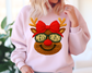 Faux Yarn Girl Reindeer with Sunglasses Christmas DTF TRANSFER